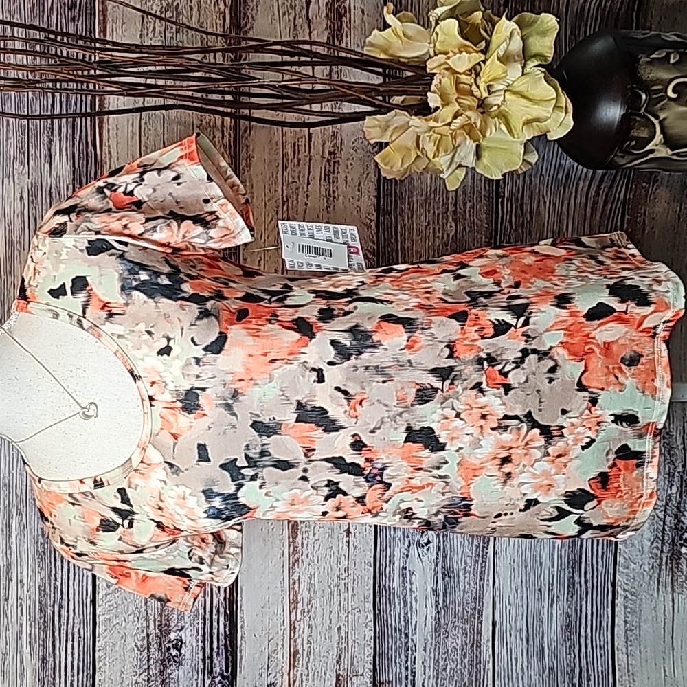 NWT LuLaRoe ORANGE & BROWN WATERCOLOR CLASSIC TEE